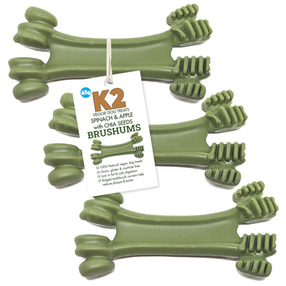 K2 Veggie Dog Treats Brushums Spinach & Apple 65g