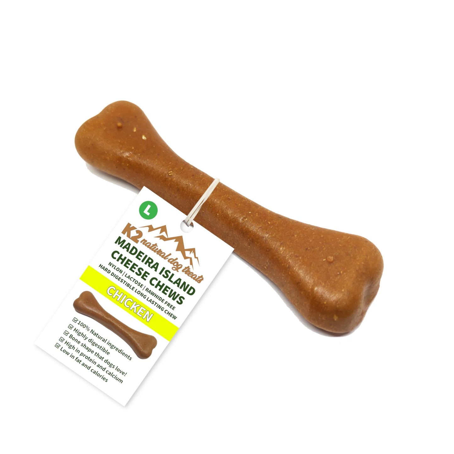 K2 Natural Dog Chews – Cheese & Chicken Chews, Easily Digestible Treats (5 Sizes)