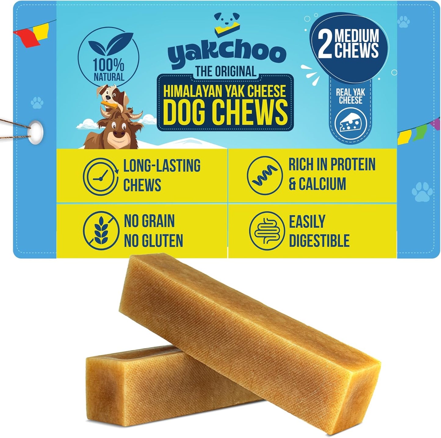 Yakchoo Himalayan Yak Cheese Dog Chews – Medium 70g - 2 or 3 Packs