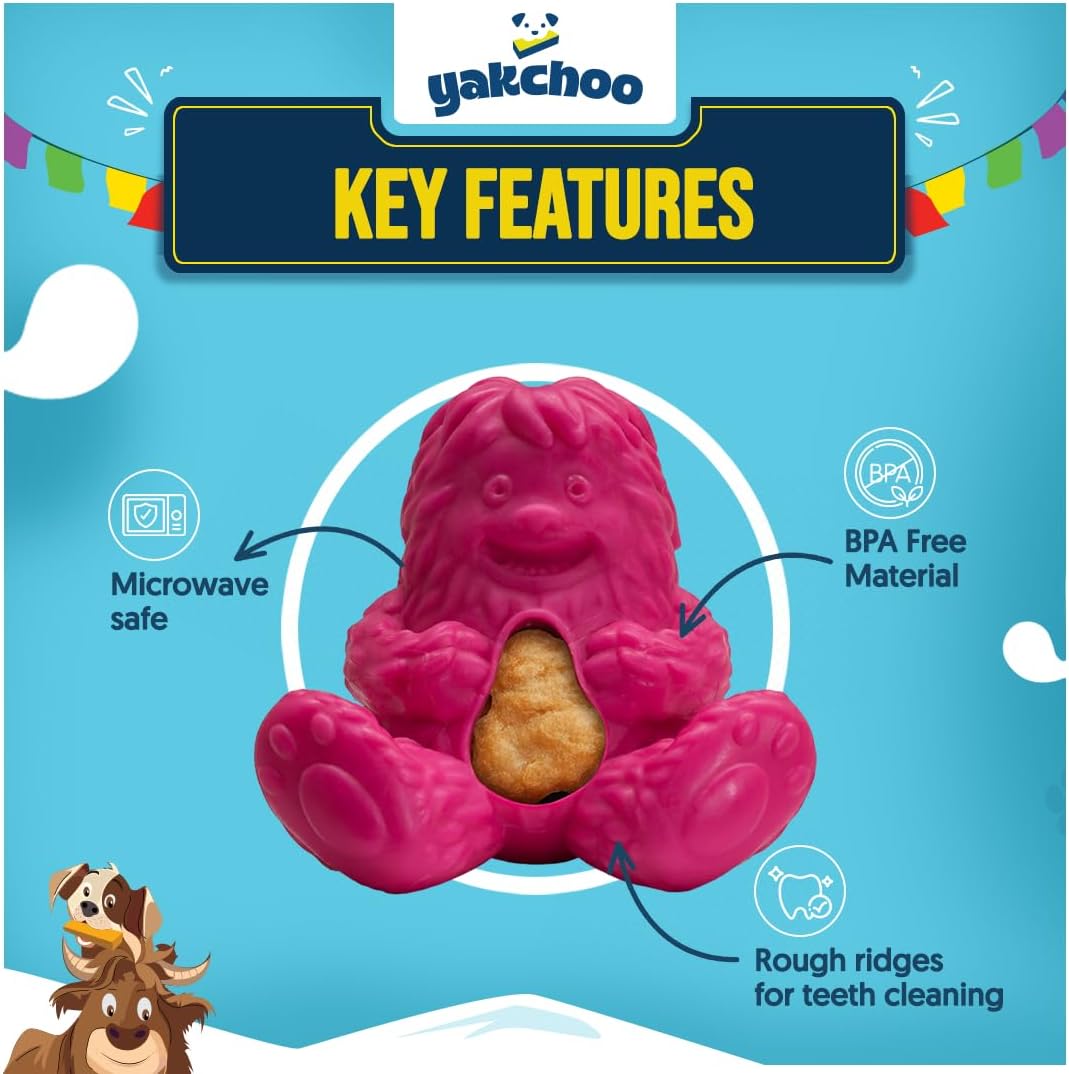 Yakchoo Play Treatoy – Interactive Rubber Dog Treat Toy Pink