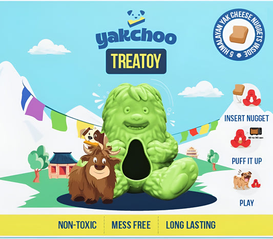 Yakchoo Play Treatoy – Interactive Rubber Dog Treat Toy Green