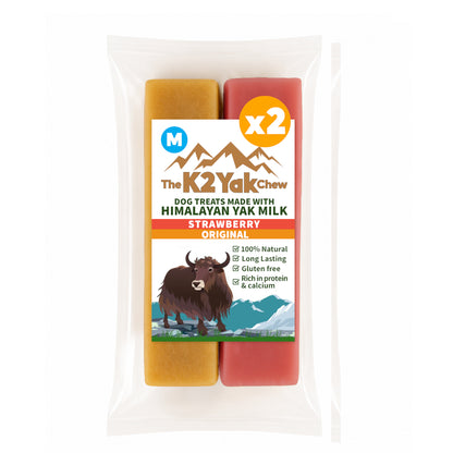 K2 Yak Chew Classic Duo 2 Pack Medium — Original & Strawberry