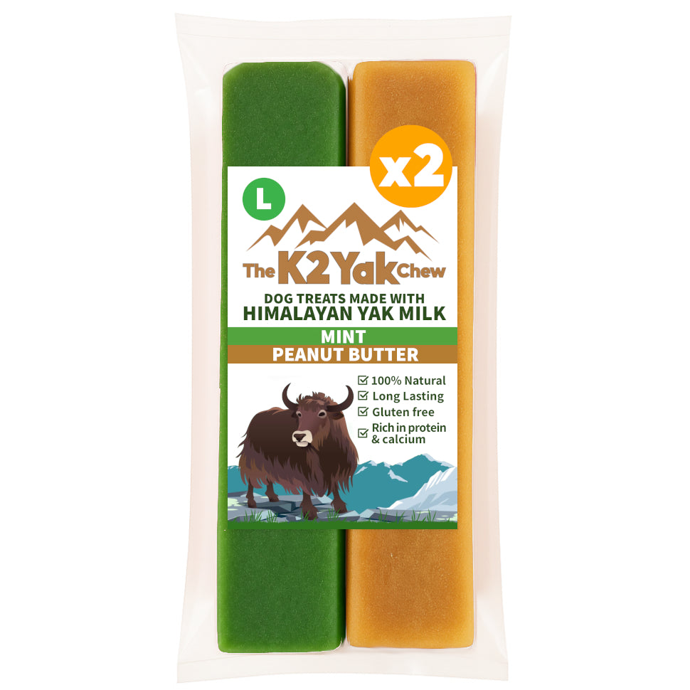 K2 Yak Chew Mint & Peanut Duo 2 Pack Large — Mint & Peanut Butter