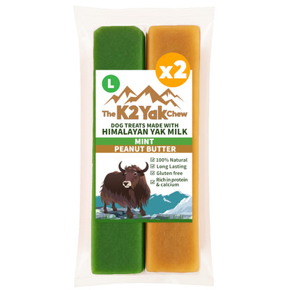 K2 Yak Chew Mint & Peanut Duo 2 Pack Large — Mint & Peanut Butter