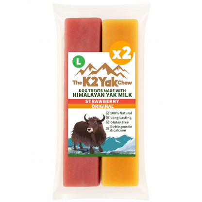 K2 Yak Chew Classic Duo 2 Pack Large — Original & Strawberry