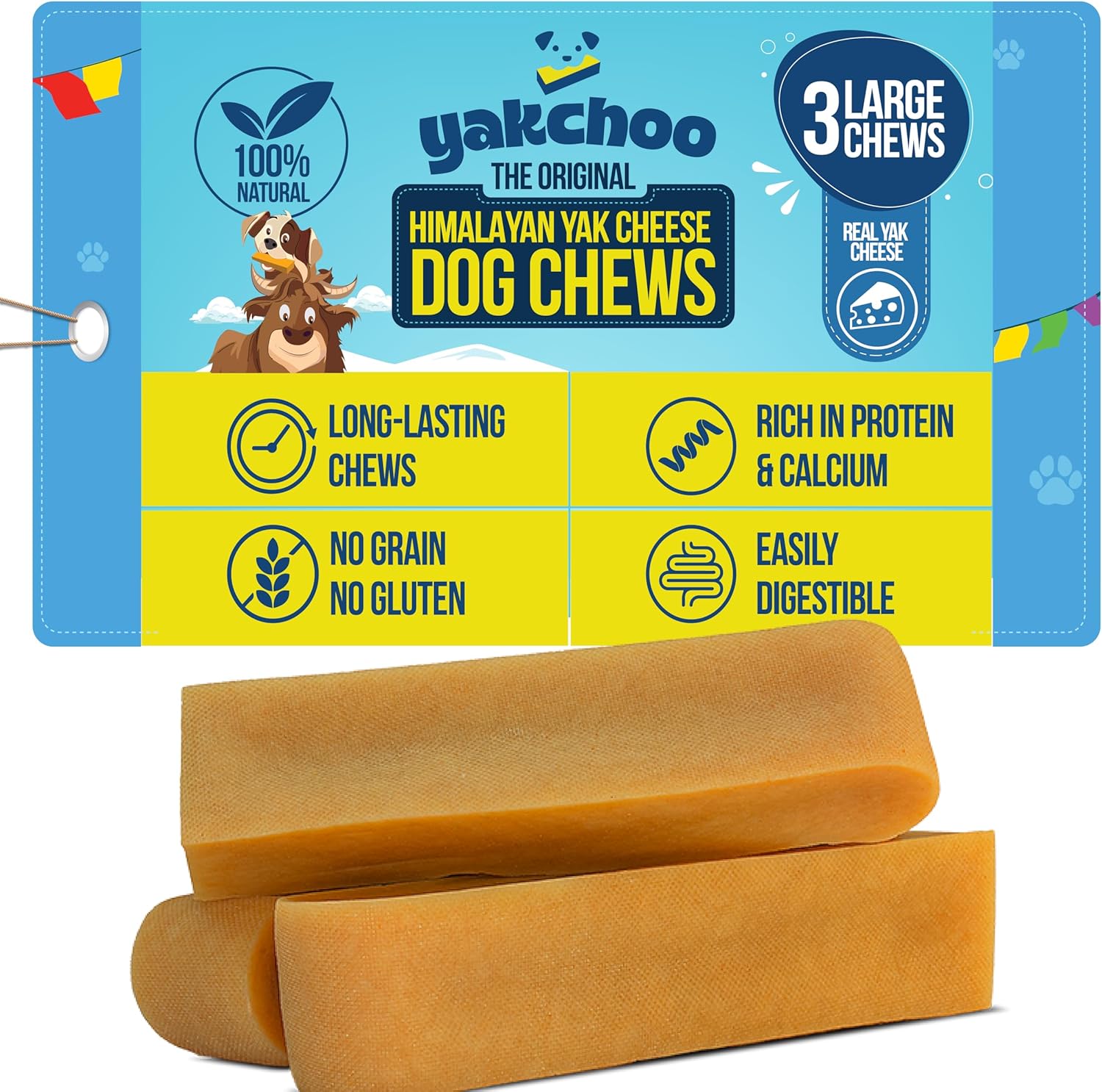 Yakchoo Himalayan Yak Cheese Dog Chews – Large 130g - 2 or 3 Packs