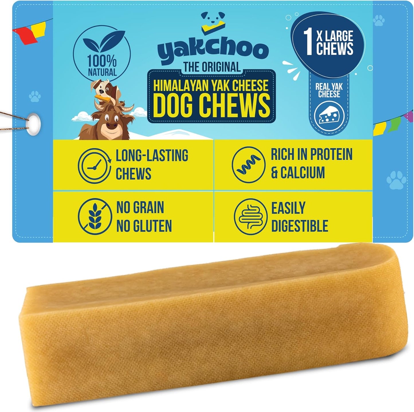 Yakchoo Himalayan Yak Cheese Dog Chews – X-Large 150g - 1 or 2 Packs