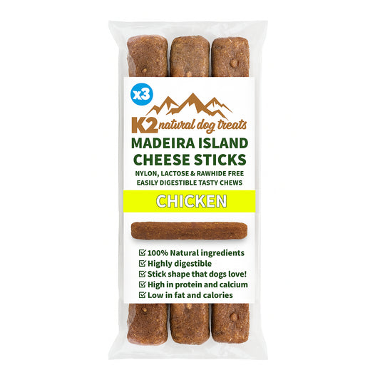 K2 Natural Dog Chews – Cheese & Chicken Sticks, Easily Digestible Treats (3 Pack)