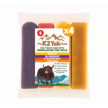 K2 Yak Chew Fruit Mix 4 Pack Small — Original, Strawberry, Blueberry, Mango