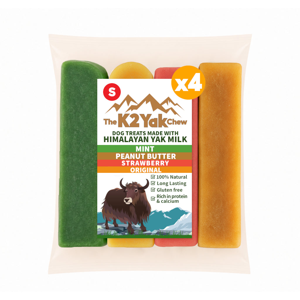 K2 Yak Chew Classic Mix 4 Pack Small — Original, Peanut Butter, Mint, Strawberry