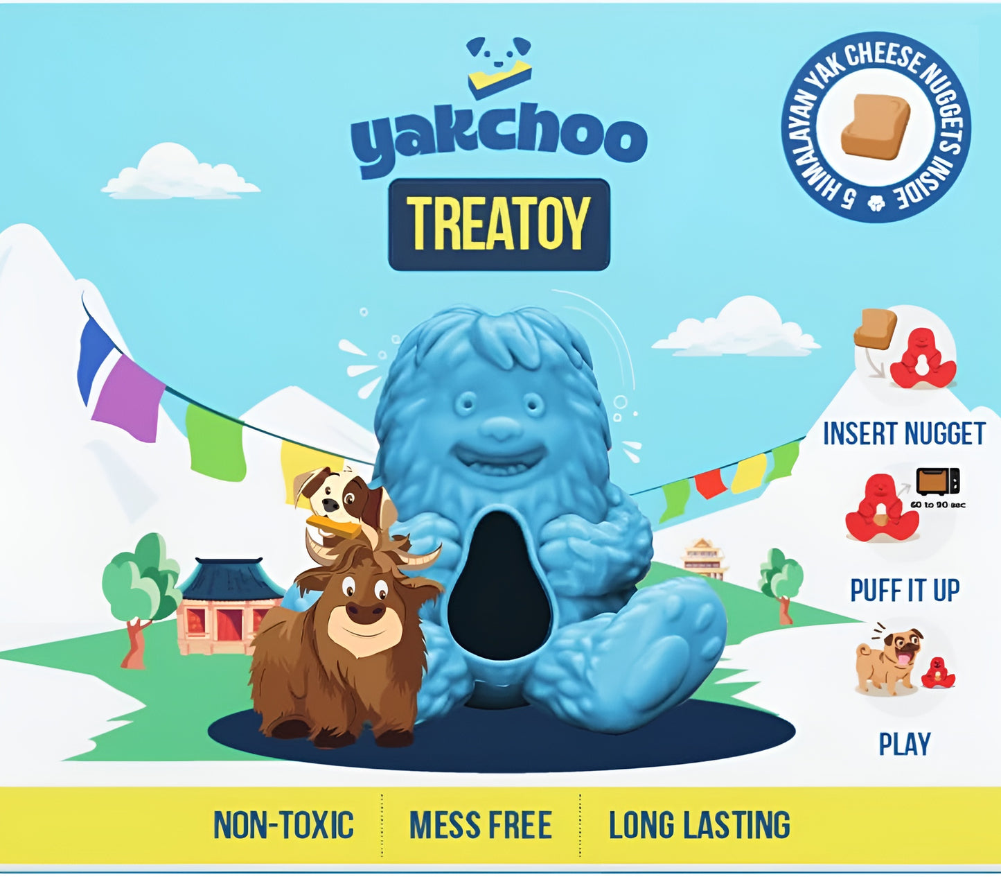 Yakchoo Play Treatoy – Interactive Rubber Dog Treat Toy Blue